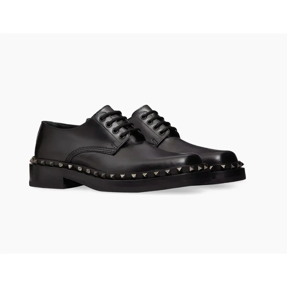 New Valentino Garavani Men Dress Shoes Derby Rockstud Size 42 US 9 $1270 SRP